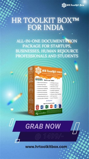 HR Toolkit Box on Instagram: "Tired of creating HR documents from scratch? 🤯 Make HR work simple, fast & 100% compliant with HR Toolkit Box™ for India 🇮🇳 ✨ All-in-One HR Documentation Package ✔️ 15,000+ HR Files & Templates ✔️ Policies, Letters, Forms & Formats ✔️ Indian Labour Laws & Compliances ✔️ HR eBooks & Ready Presentations 👥 Perfect for Startups | Businesses | HR Professionals | Students 💰 Just ₹1,499/- (One-time access) 🌐 Visit: www.hrtoolkitbox.com 📂 Download. Customize. Use Ins