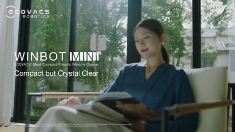 ECOVACS WINBOT Mini Window Cleaning Robot - Compact Design, Dual Nozzles with Ultrasonic Spray, 9-Stage Protection System, Intelligent Path Planning, 3 Cleaning Modes, Anti-Slipping System