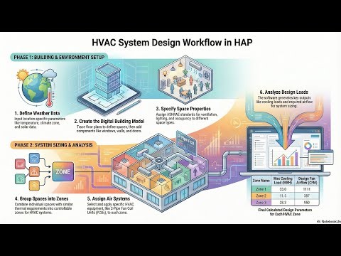 HAP HVAC Load Analysis | Cooling Load, Zoning, CFM, FCU & AHU Sizing | ASHRAE, SBC, SMACNA,
