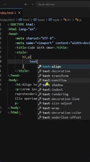 align text in center using html and css