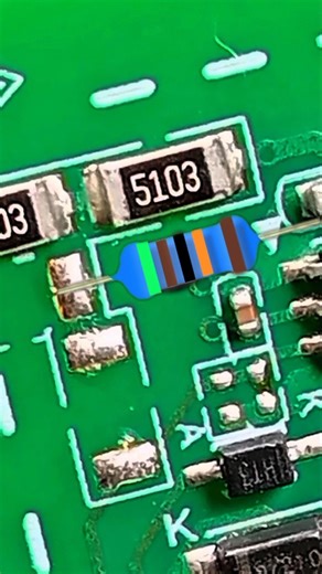 The color band on a 510-kΩ resistor. #value #resistor #electronics #resistance
