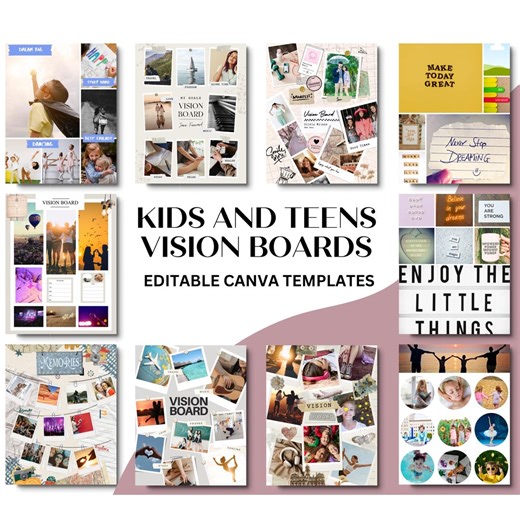 2026 Kids Teen Vision Board Templates - Canva Vision Board - Editable Customizable Templates - Etsy