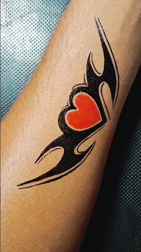 Heart Tattoo Design Tribal Style | Love Heart Tattoo Drawing on Hand.......#hearttattoo #art #shorts