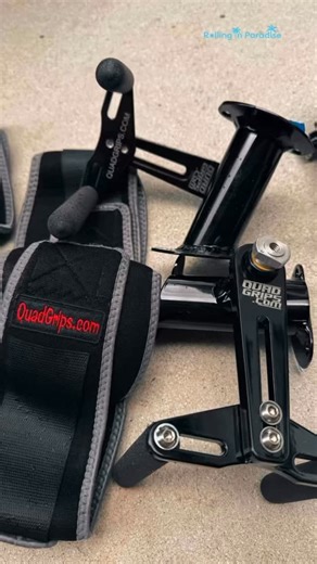 💪🏻 Designed by a quadriplegic ~ James Watson. QuadGrips are built tough for those with weak or no grip — giving you the true POWER TO PULL. Compatible with many handcycles and attachables! Need grip help? Check out Quadgrips on our site or contact anyone on our team. #quadgrips #handcycle #strickerattachable #rollinginparadise #quadriplegic #tetraplegic #adaptiveequipment #disability | Rolling In Paradise