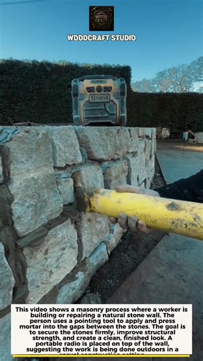 Stone Wall Mortar Finishing Tool #Construction #Masonry #DIY