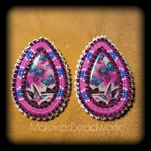 Beaded Pink Butterfly Earrings - Etsy