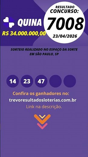 Quina resultado Concurso 7008 23/04/2026