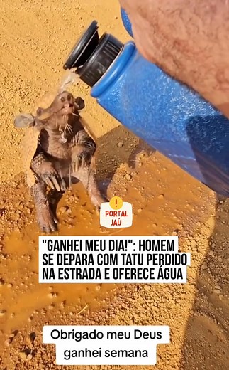 🥺💦 Um vídeo, que curou todas as feridas emocionais dos ADMs, voltou a viralizar nas redes e tem aquecido os corações de muitos usuários. ​Trata-se do registro de um homem que dirigia na estrada de terra, em um município de Minas Gerais, quando se deparou com um tatu que fazia a travessia. O autor do vídeo decidiu parar para não correr o risco de atr0pelar o bichinho e teve a ideia de oferecer água a ele. ​O melhor é a reação do tatuzinho: correu em direção ao rapaz e recebeu com alegria a água