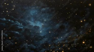 Deep night sky filled with countless twinkling stars, showcasing various intensities and sizes of stars. Mysterious background. Concept of astronomy, cosmos, space exploration, stargazing