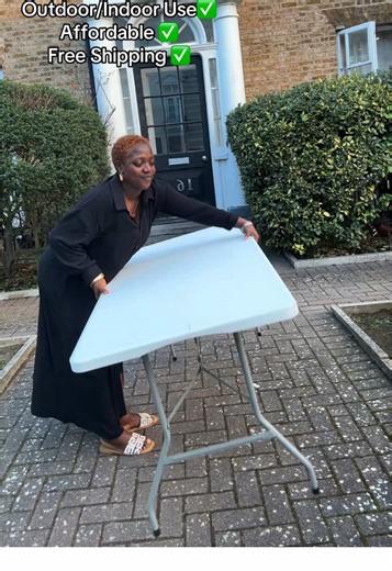 6ft Folding Trestle Table Heavy Duty White Picnic Garden Table with Strong Foldable Design for Outdoor Use.. Click on the yellow basket to buy yours now!!! #tiktokshopmademebuyit #dealdrops #table #outdoortable #party
