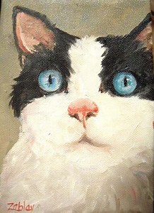Oil Painting Tuxedo Cat Art Painted to Order for You by Robin Zebley 5" X 7" - Etsy
