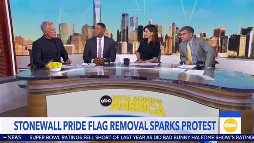 Peaceful demonstrations were held at the Stonewall National Monument in New York after the Pride flag was removed under new Trump administration guidance. Sam Champion reports. | Good Morning America
