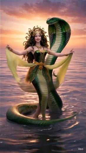 Half-Human Half-Snake Girl Dancing on Water 🐍✨ | Fantasy AI Shorts #shorts