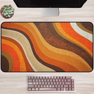 Retro Groovy Desk Mat 70s Wave Pattern Orange and Brown Vintage Aesthetic Mouse Pad Funky Workspace Decor for Boho Office or Gamer Setup - Etsy
