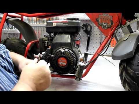 #200819-Baha DB30 Doodle bug mini bike carb, throttle assembly, and brake cable repair.