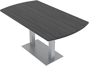 6 Person Arc Rectangle Conference Table | Meeting Table with Brushed Silver Square Metal Base | Harmony Series Meeting Tables for Offices, Training Rooms, and Homes | Asian Night – 5 Ft