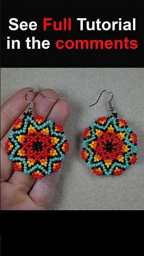 Summer Huichol Style Earrings #beadingtutorials #beadweaving #beadedjewelry #huichol #viral