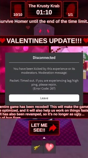 when I was playing #youvshomer I got a error code 267