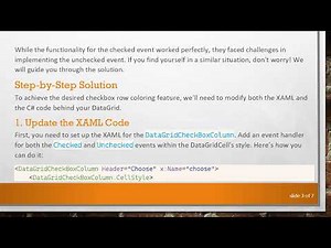How to Add Checked and Unchecked Events in the DataGridCheckBoxColumn in WPF