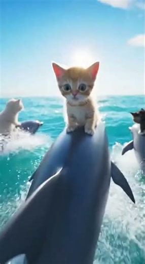 Cat doorbell🐾｜ AR games 😎 - Ridding an dolphin🦈. #cat #ihavethisthingwithplants
