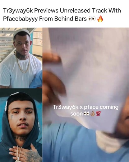 #Tr3yway6k Previews Unreleased Track With Pfacebabyyy From Behind Bars 👀🔥 #fyp #newmusic #viral