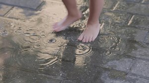 Joyful Child Enjoys Splashing Colorful Puddles Stock Footage Video (100% Royalty-free) 3761811845 | Shutterstock