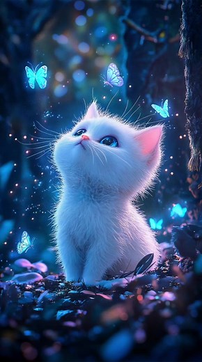 4K Live Wallpaper of Anime Kittens in Enchanted Forests