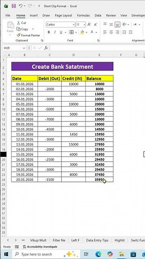 Create Bank Credit & Debit OIT Statement in Excel | Easy Excel Tutorial for Beginners