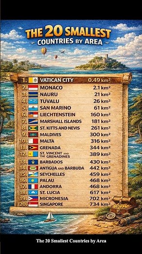 Top 20 Smallest Countries in the World 🌍 (By Area) #geography #country #smallest