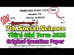 7th Social Science 3rd Mid Term Exam 2026 Original Question Paper English Medium