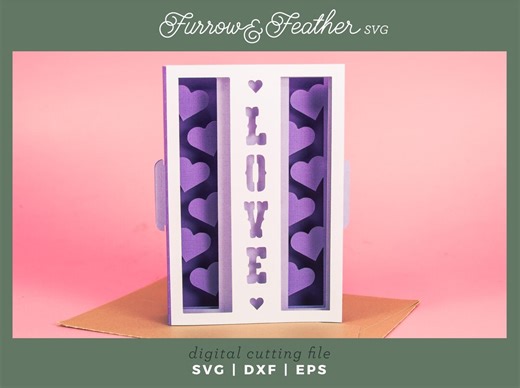 Love Vertical Card SVG: 3D Valentine's Day Card Cut File (digital Download) - Etsy