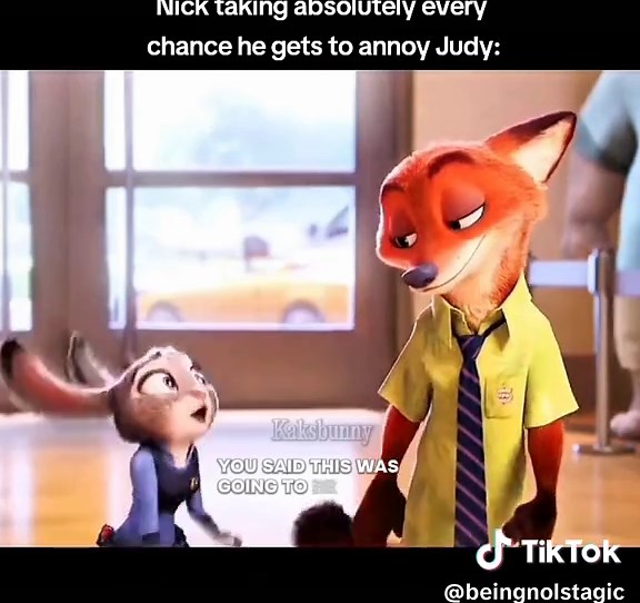 Nick Wilde's Playful Antics with Judy Hopps in Zootopia