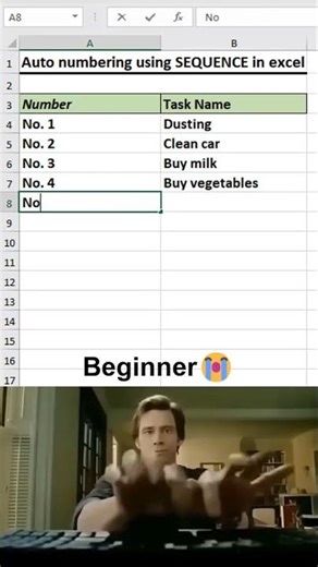 Auto numbering using sequence in excel 💯