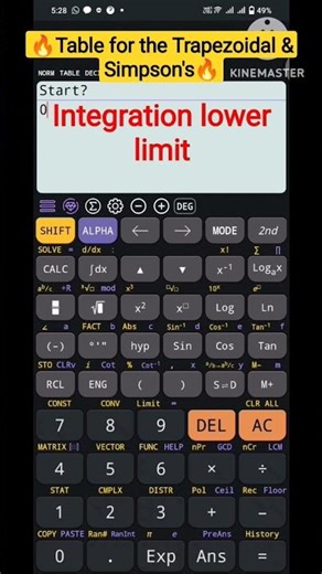 #calculatortrick for table of Numerical integration 🔥 #trapezoidal #firstyearengineering #shorts
