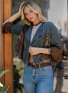 Floral Denim Patchwork Jacket: Eclectic Style Jean Coat - Etsy