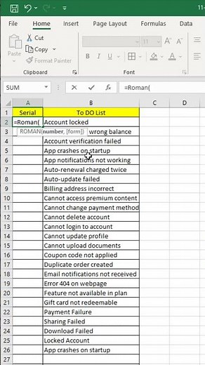 Create Sequential Roman Number in Excel
