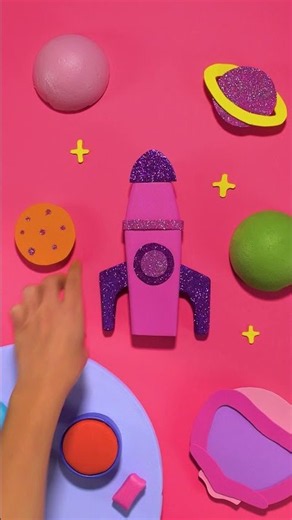 DIY Glitter Rocketship #littleangel #craft #pink