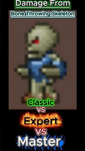 Bone Throwing Skeleton Damage In Differend Modes: Classic vs Expert Vs Master Mode #terraria #gaming
