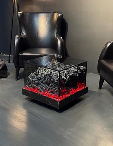 Handmade LED Coffee Table: Glass Industrial Center Table (55x55 Cm) - Etsy