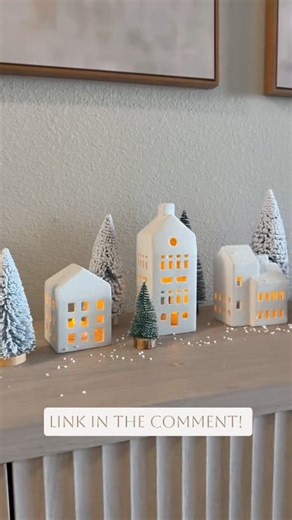 Christmas Decorations Indoor - Christmas Village Sets of 5 Ceramic Houses with LED Lights Remote and 9 Trees - Winter Rustic Farmhouse Home Holiday Xmas Decor for Mantel Tabletop Room | Amazon Home Decor Finds