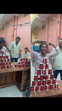 Balloon Popping and Cup Pyramid Challenge! 🎈🎯 Fastest One Will Win?