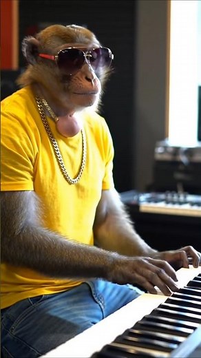 "Monkey Playing Keyboard Like a Real Musician in Studio 🎹😎"
