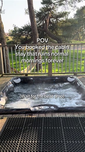 This is your sign to book the forest cabin stay and start living your best morning 🌅 Featured: Toad Hall, sleeps 6 📍 Happy Valley, Norfolk #glamping #hottubtiktoks #cabinstay #ukgetaway #staycationideas