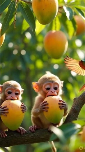बंदर और चिड़िया का आम का पेड़ 🥭बंदर और चिड़िया को जंगल में एक आम का बीज मिला। उन्होंने उसे जमीन में