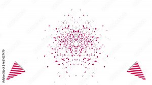 Party popper animation. Animated colorful confetti explosion.