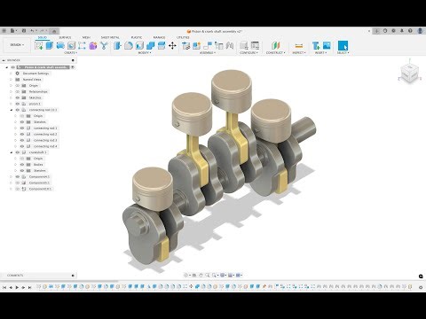 Four Cylinder engine in Fusion 360 #fusion #engine #mechanical #fourcylinder 