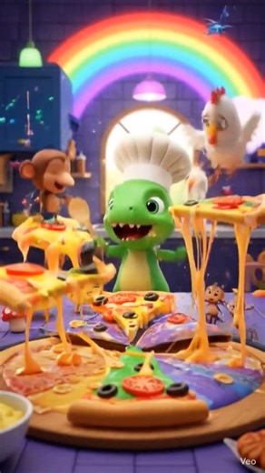 Baby Dinosaur Pizza party | Funny #cartoon #kidsvideo #funnyanimals #kidsanimation #youtubekids