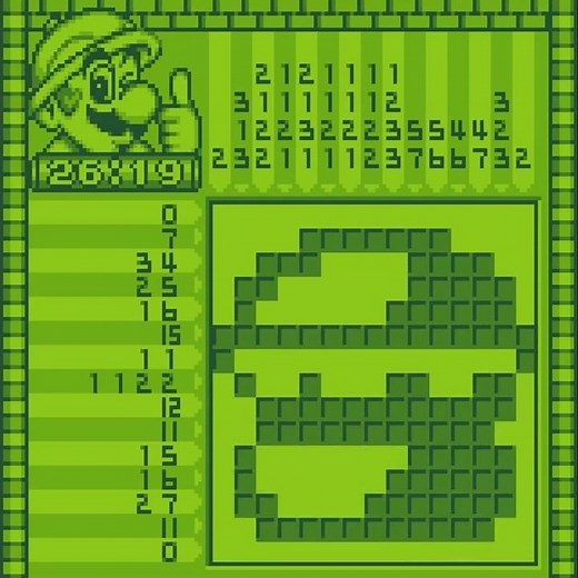 Mario's Picross - (GB) - Kinoko Course - Puzzle 2H #gameboy #nintendo #picross