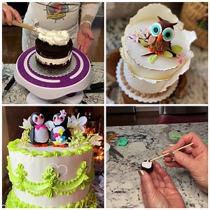 This owl and penguin cake toppers will make your heart melt! By: Cakes with Lorelie | MetDaan Cakes