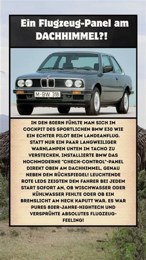 BMW E30 Check-Control: Das Flugzeug-Cockpit der 80er
